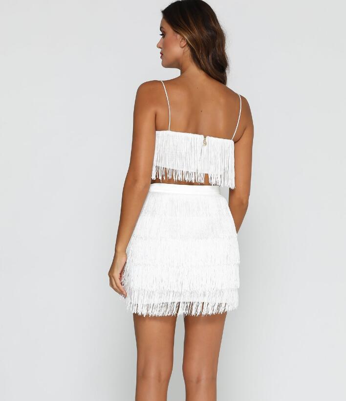 Tassel Strapless Sexy Two Pieces Set