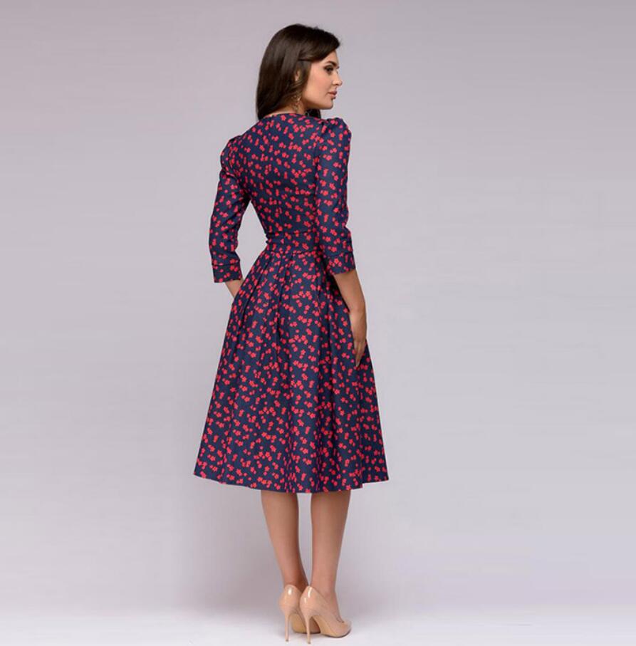 Women A-line Dress Vintage printing (No Pockets)