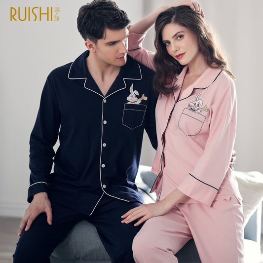 J&Q Arrival pajamas couple cotton pajama set men AND women