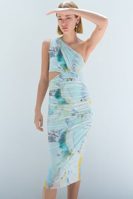 Summer Print Tulle new Dress for Female